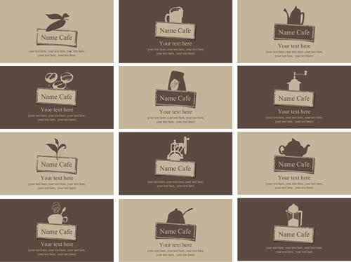 Vintage coffee business cards vector 04