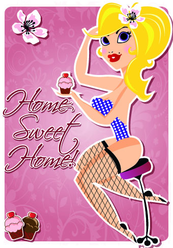 Vintage poster Woman vector 01