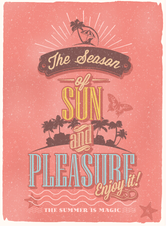 poster happy summer design vector 04 Vintage poster happy summer design vector 04