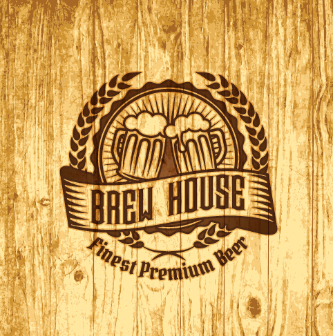 Vintage wooden beer labels vector 02