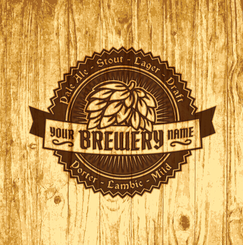 Vintage wooden beer labels vector 03