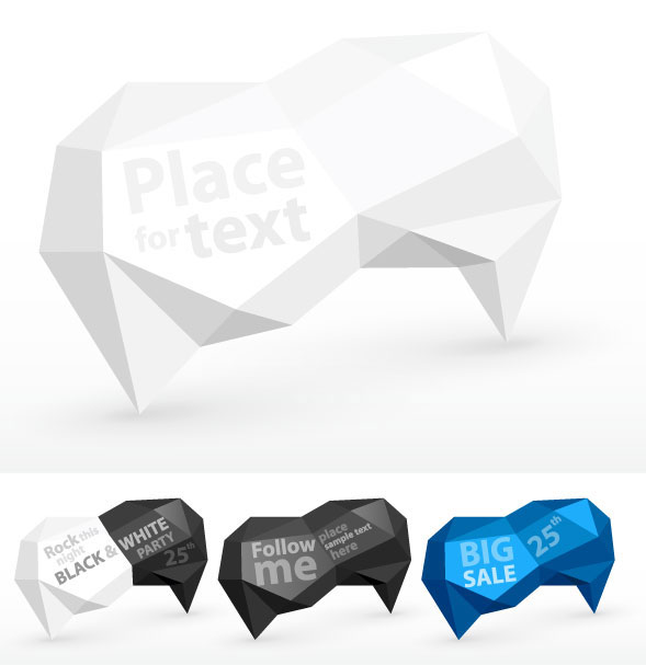 Cube Origami Speech Bubbles vector 02