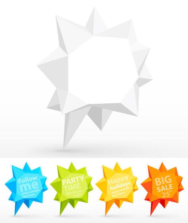 Cube Origami Speech Bubbles vector 04