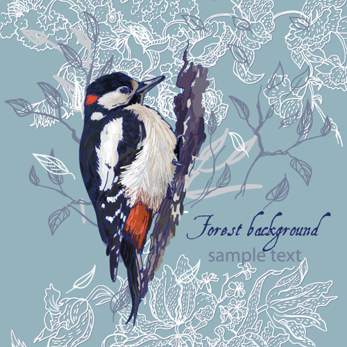 forest birds vector background 02