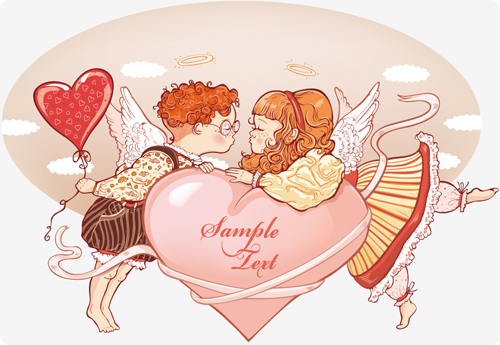Couples design elements vector set 02