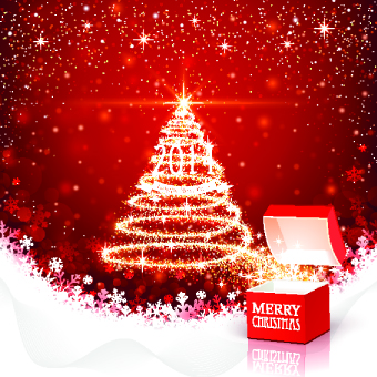 Red Christmas elements background vector set 01
