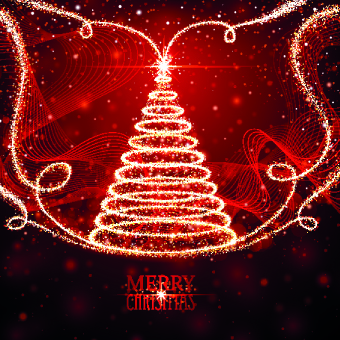 Red Christmas elements background vector set 02