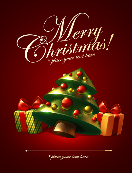 Cute Christmas elements cards vector 05