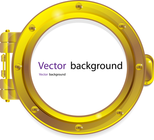 Steel porthole elements vector background 02