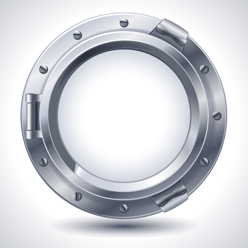 Steel porthole elements vector background 03