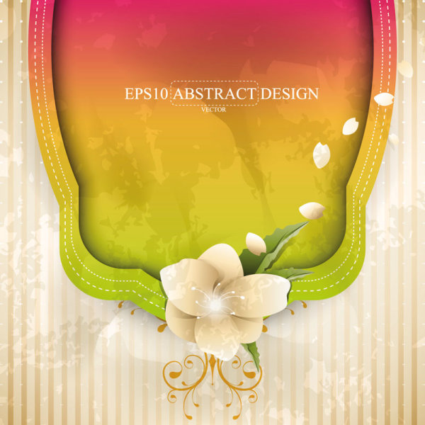 Abstract foliage & Flowers vector labels 04