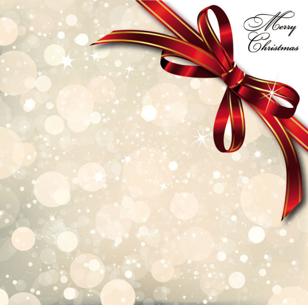 bow merry christmas cards vector 01