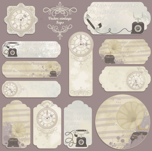 Excellent Vintage flower labels vector 03