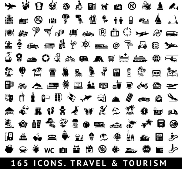 travel tourism mini icons icons 