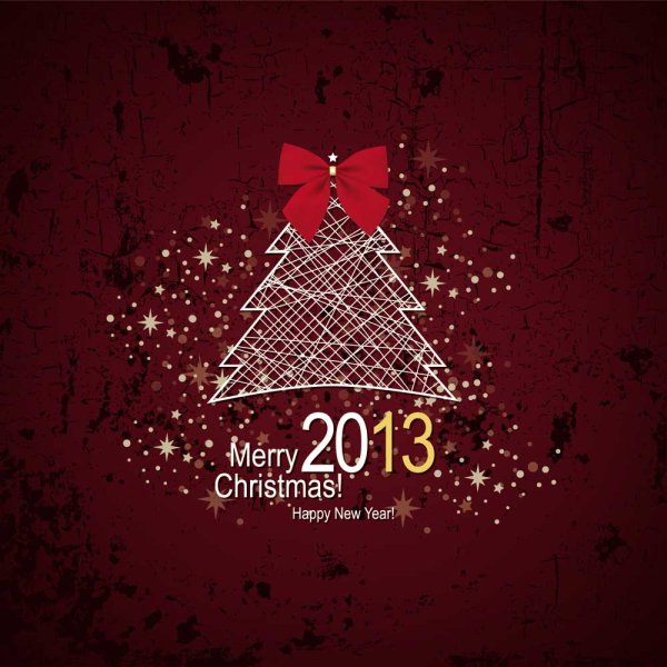 Christmas with Bow Greeting Cards vector 04