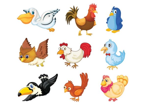 Various Cute Birds vector set 02