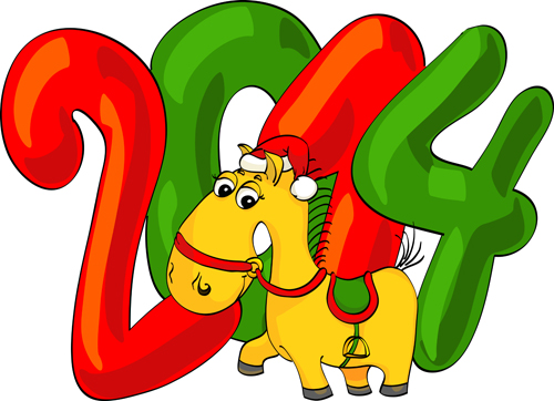 2014 Christmas Horse design elements vector 04