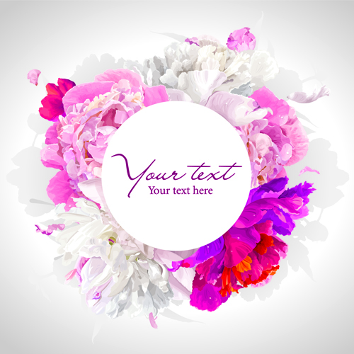 Beautiful peonies flower design vector 04