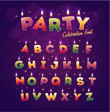 Birthday candles alphabet vector material