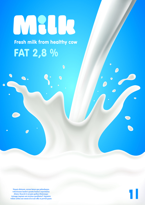 Blue style milk poster creative vector 03