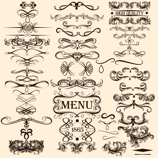 Calligraphy with menu ornaments vector material