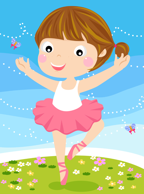 Cartoon little girl vector material 01