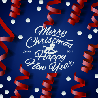 Christmas New Year Ribbon Background vector 01