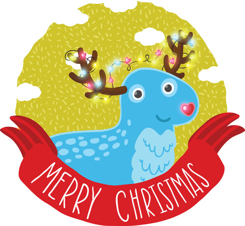 Christmas cute deer vector material 07