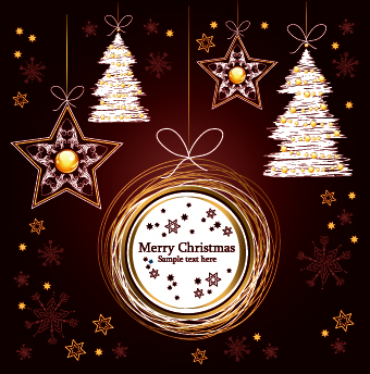 Christmas luxury decor elements vector background 04