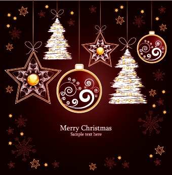 Christmas luxury decor elements vector background 05