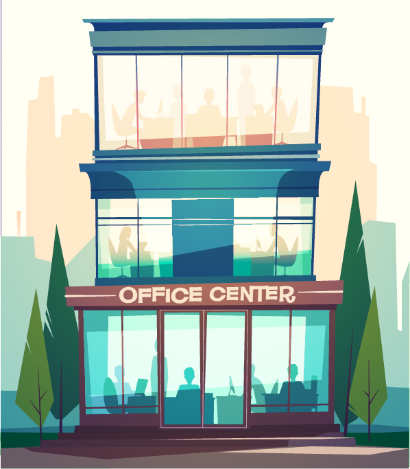 City building facades vector graphics 01