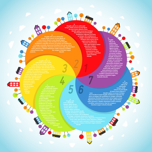 Colored spiral petal infographics vector