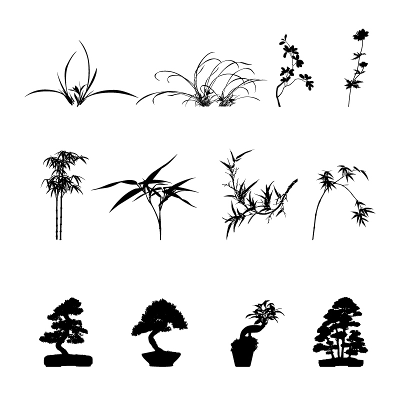 lants silhouettes vector graphics 02 Commonly plants silhouettes vector graphics 02