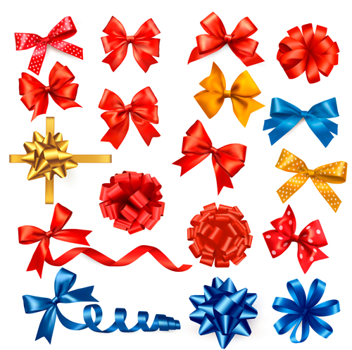 Creative bow design vector material set 01