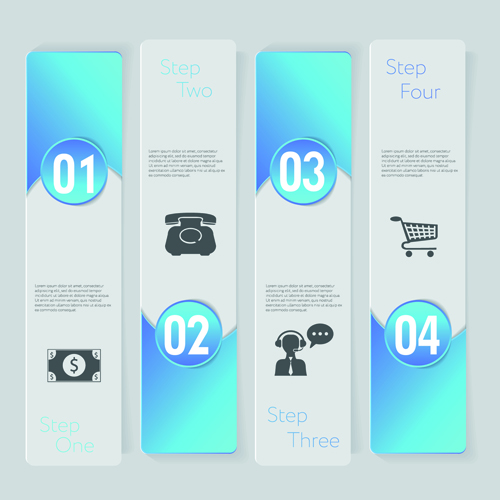 Creative number business banner vector material 04