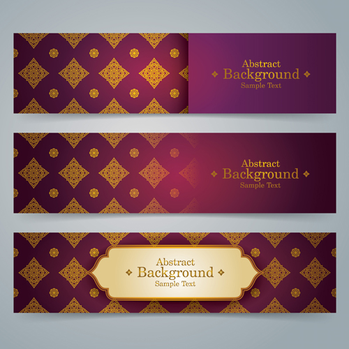 Ethnic style pattern banners vector 05