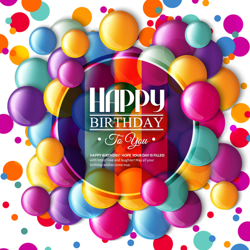 Exquisite birthday card with colored balloons vector 04