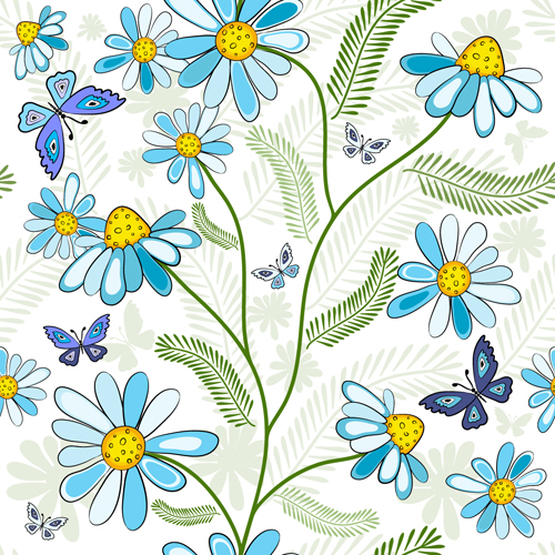 Set of different Flower Pattern elements vector 03