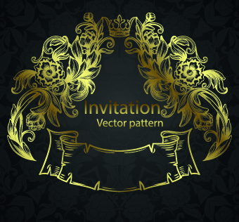 Golden patterns frame vintage background 03