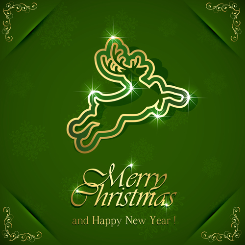 Green style xmas card vector 04