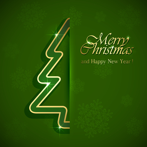 Green style xmas card vector 08