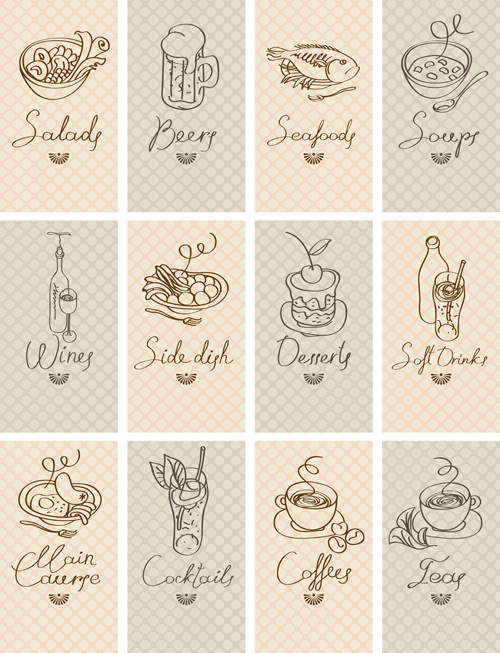 hand drawn food cards 