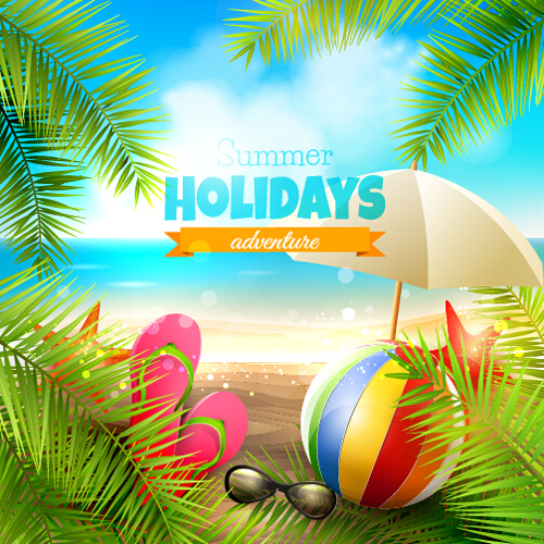Happy summer holiday background vectors 03