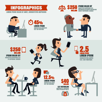 Infographics and people design vector 01