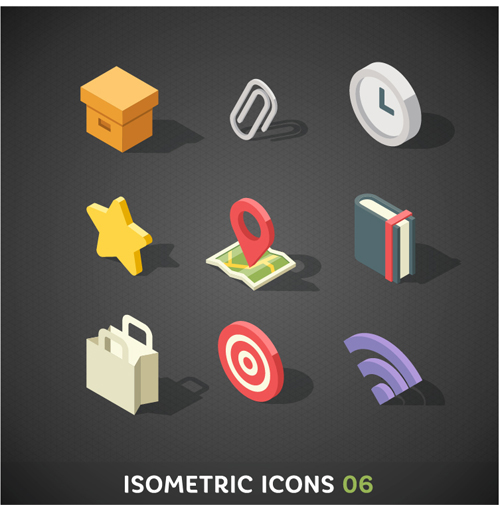 Isometric icons flat vector design 04