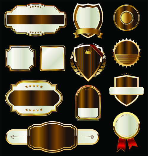 Luxury golden labels blank vector material 03