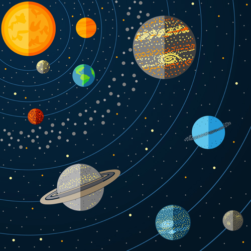 Outer space cartoon background vector 01 Outer space cartoon background vector 01
