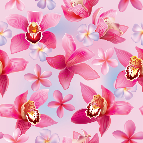 seamless pink pattern orchids 