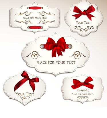 red labels label cards card bow 
