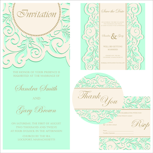 Retro wedding invitation cards design 01